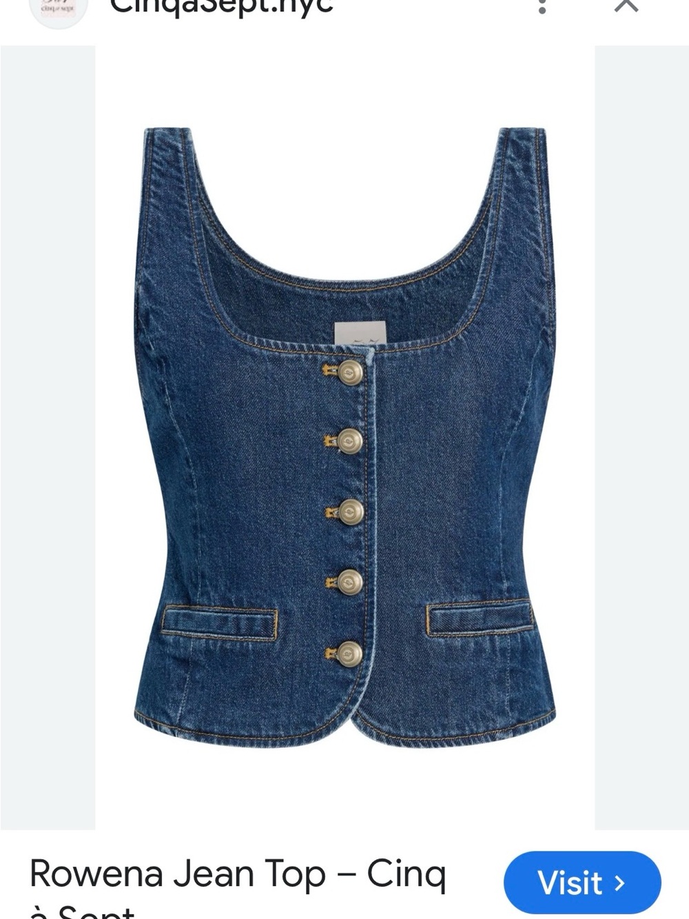 cinq a sept Denim Button-Front Tank Top - Blue